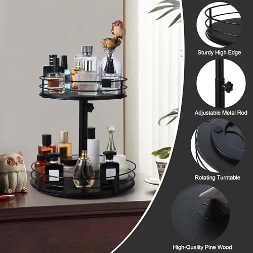 Rotating Cologne Organizer Stand 2-Tier Adjustable Black Display Shelf - Variation of THIS listing