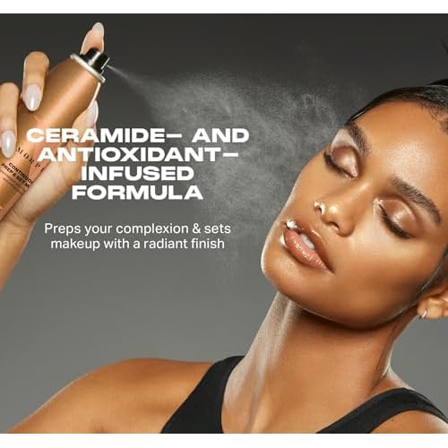 Morphe Continuous Setting Duo - Full-Size Prep & Set Mist (2.8 oz) + Travel-Size Mini Mist (1.3 oz), Micro-Fine Sprays with Ceramides and Antioxidants for Hydration & Hold