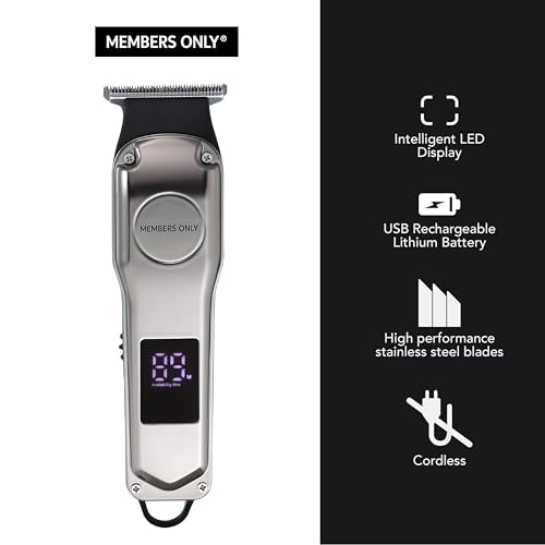 Members Only 7-Piece Cordless T-Blade Hair Trimmer for Beard & Grooming