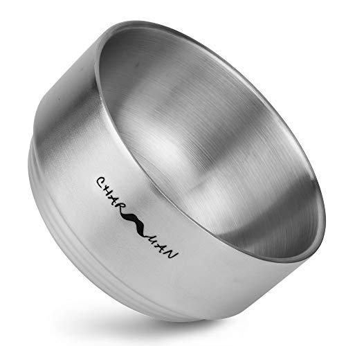 Stainless Steel Shaving Soap & Cream Bowl with Lid | Three-walls Heat Preservation | Heavy Weight Steel