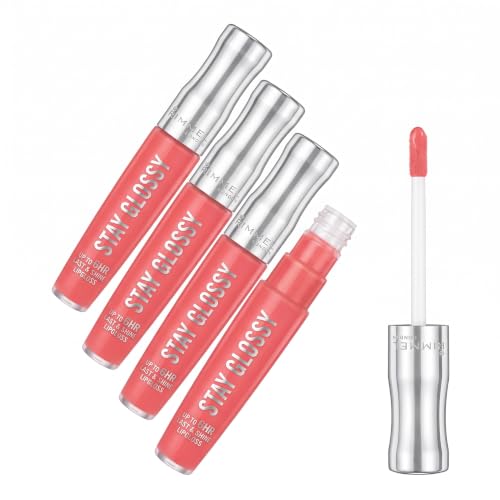 Rimmel Stay Glossy 6 Hour Lip Gloss All Day Seduction Pack of 4 0.18 Fl Oz