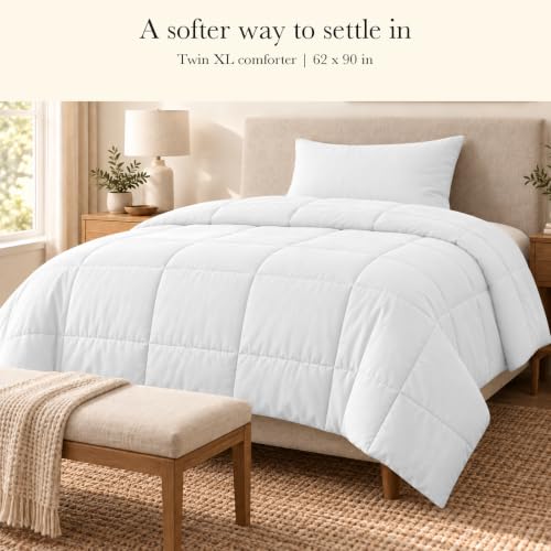 Olive + Crate Twin XL Bamboo Comforter Duvet Insert - White, Cooling & Hypoallergenic
