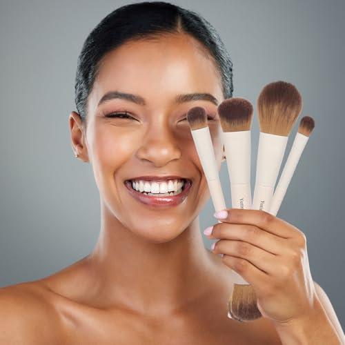 Ceamy Makeup Brush Set 10pc - Dual-Ended Vegan Brushes for Face & Eyes