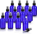 12 Pack 4 oz Blue Glass Spray Bottles with Fine Mist Pump - Refillable & UV Protected