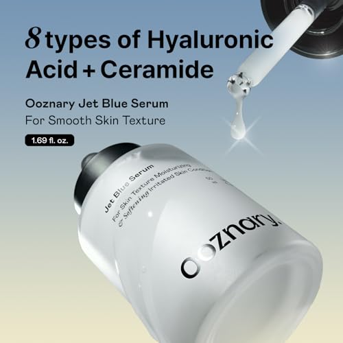 Jet Blue Serum with 8 Types of Hyaluronic Acid plus Squalane and Ceramide, Extra Hydrating for Skin 1.6 fl oz. | 50 ml