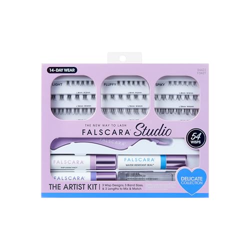 FALSCARA Falscara Lash Extension Kit - Delicate Black, 54 Stackable Wisps, Water-Resistant, 8-12mm