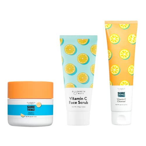 Elizabeth Mott Vitamin C Face Scrub, Cleanser, and Moisturizer | Vegan and Cruelty-Free Skincare for Brightening and Glowing Skin