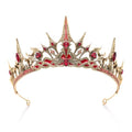 Black Gothic Witch Queen Crown for Cosplay Halloween - Gold+Red Variation