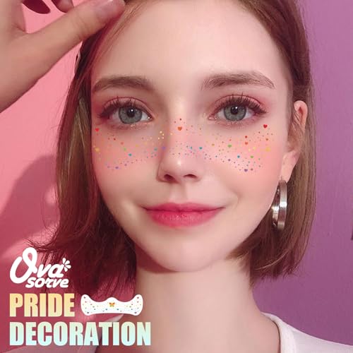 Pride Heart Freckles Face Tattoo - Glitter Temporary Tattoos with Love Symbols | Waterproof LGBTQ+ Sparkle Stickers for Pride Parades, Weddings & Date Nights (8 Sheets)