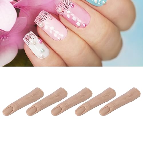 Silicone Joints Nail Finger for DIY Acrylic Nails Practice Flexible Practice Fingers (Dark Skin Color)