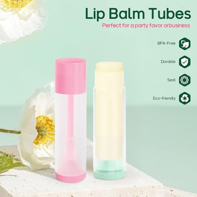 50Pcs Lip Balm Tubes Empty 5.5ml(0.18 oz)- BPA Free Twist-Up Containers with Color Caps, Leak-Proof DIY Lip Balm, for Homemade Lipstick, Purple Cap