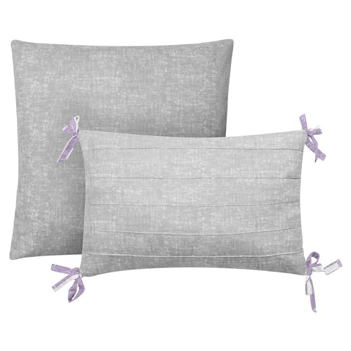 Reversible Bedding Set Queen Lavender White Stripe 6 Piece Bedroom Decor