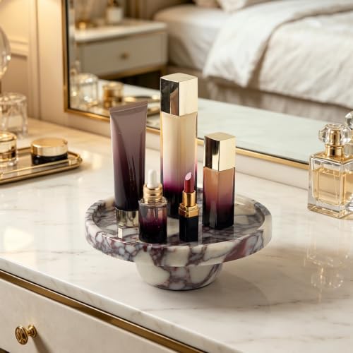 Metolira Calacatta Viola Marble Pedestal Tray 9.8-inch Jewelry & Decor Organizer