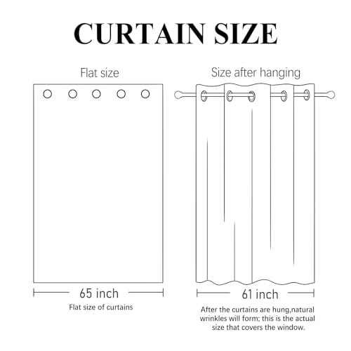 Cornucopi Linen Printed Curtains Set - 2 Panels 65x63 Inches for Elegant Windows