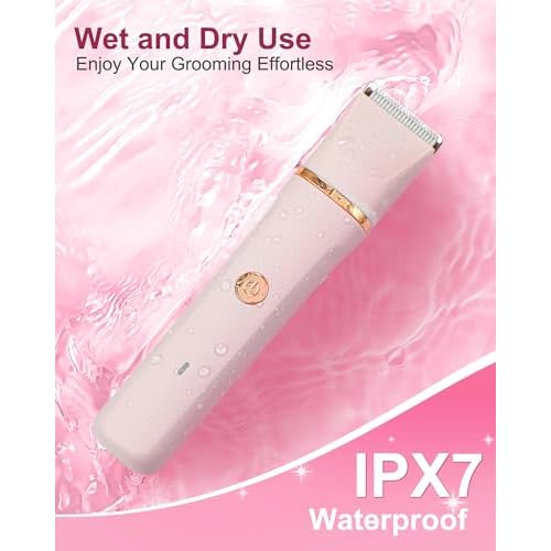 Bikini Trimmer for Women,3-in-1 Bikini Shaver Electric Razors for Womens Face, Legs,Bikini Line Armpit, IPX7 Waterproof, USB-C Rechargeable,Travel Trimmer, Pink