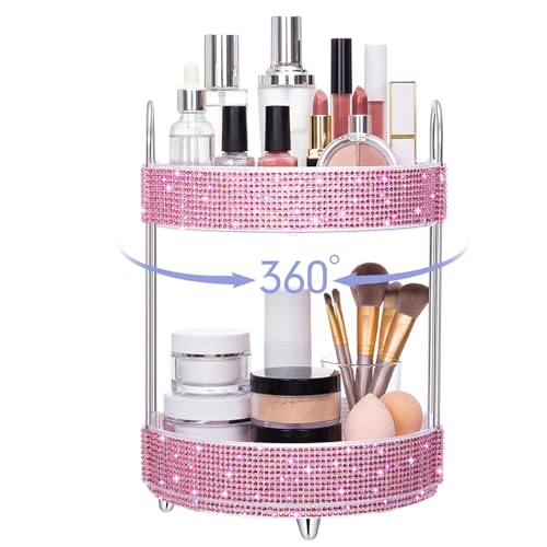 Honeydak Bling Rotating Cosmetic Display Stand - 2 Tiers Resin Diamond Pink Variation of THIS listing