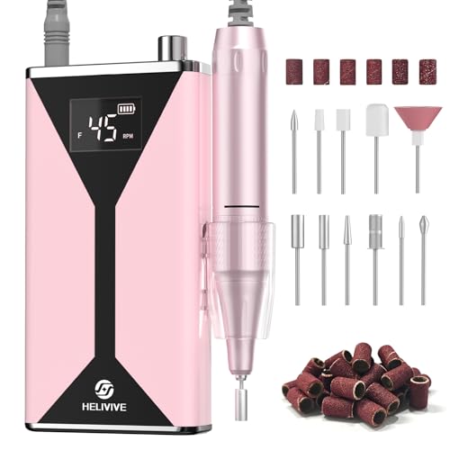 Pink Professional Electric Nail Drill 45000RPM Cordless Nail File for Manicure