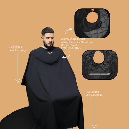 Large Kids Hair Cutting Cape with Dual Weights & Elastic Collar - Waterproof, Breathable, 52x36 Inches