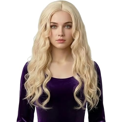 Long Blonde Wavy Elf Wig for Cosplay & Costume - Middle Part Halloween Party Hair