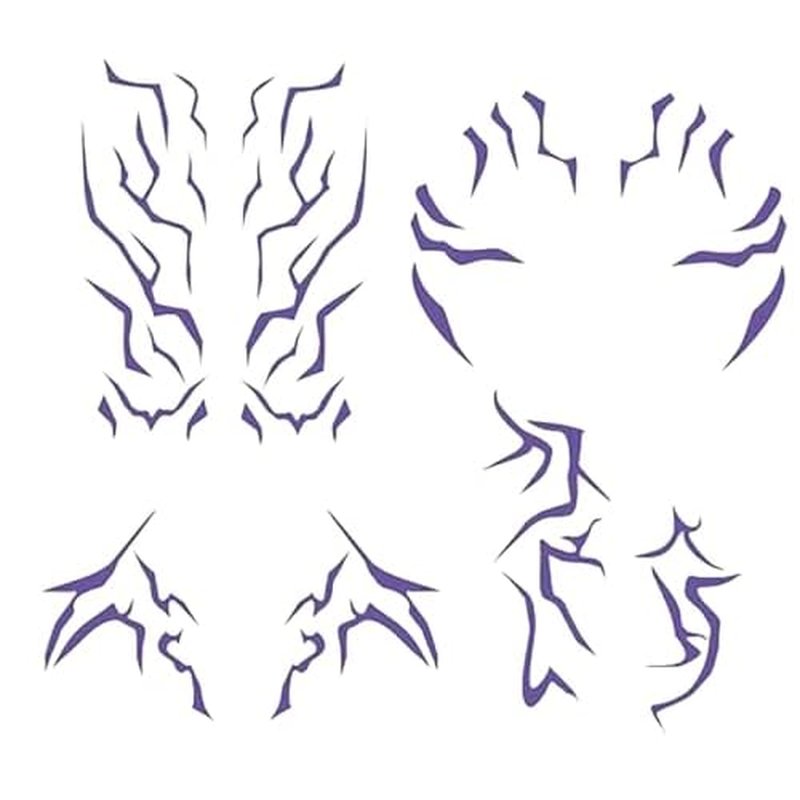 Anime Purple Temporary Tattoos Cosplay Tattoo Stickers Dress Up Party Makeup Body Art Prop Accessories for Women Men (4 PCS)