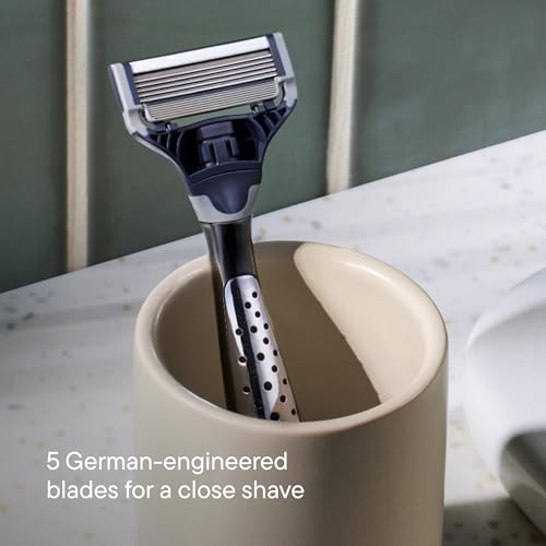 Harry's Obsidian Chrome Shaving Kit for Men - Razor Handle, 5 Refills & Gel