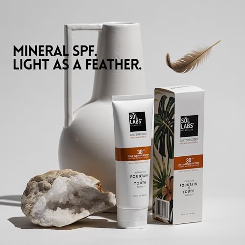 SOL LABS Mineral Sunscreen SPF 30 Face & Body - Lightweight, Hydrating Daily Moisturizer - No White Cast - Anti-Aging Formula with Niacinamide, Zinc Oxide - Reef Safe Korean Skin Care - 4oz