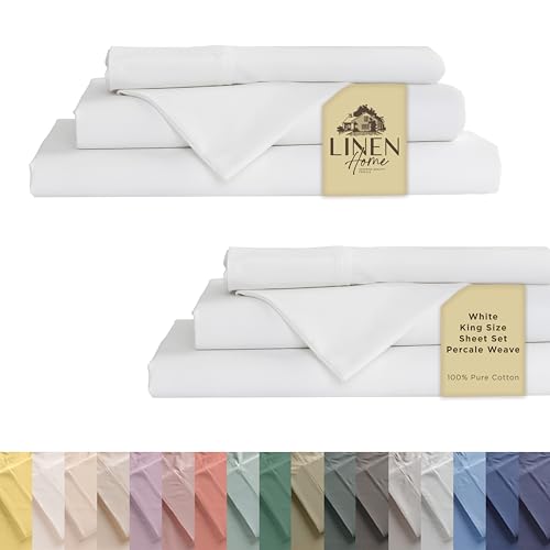 White King Sheet Set - 2-Piece Percale Cotton Bed Sheets with Deep Pockets - Cooling & Breathable Hotel Quality - Variation 01