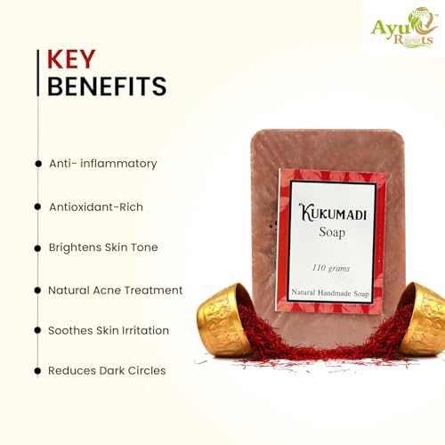 Kumkumadi Tailam Ayurvedic Handmade Saffron Oil Soap Bar for Dry Skin, Oily Skin, Face, Body | 3.88 Oz (Pack of 3)