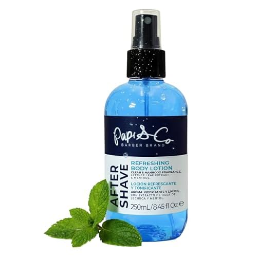 PAPI & CO. After Shave Lotion for Men, Refreshing Post Shave Body Lotion with Menthol & Lettuce Leaf Extract, Toning Aftershave with Exclusive Fragrance, Daily Grooming Care, 250 mL / 8.45 fl oz