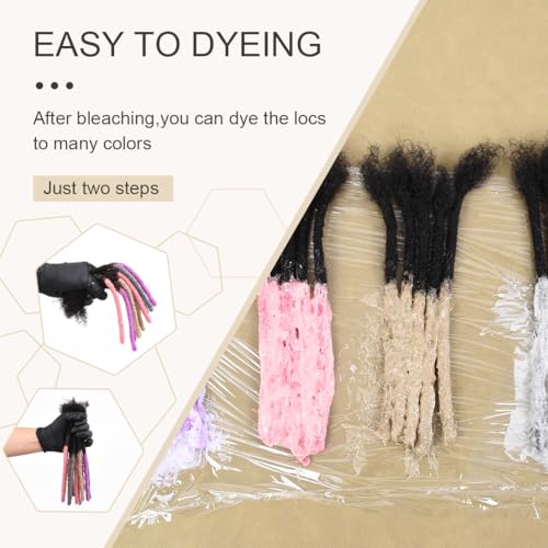 10 Inch 20 Strands Dreadlock Extensions - 0.6cm Thickness, Handmade, Can Be Dyed & Bleached, Natural Human Hair for Men & Women (Variation: 1B)