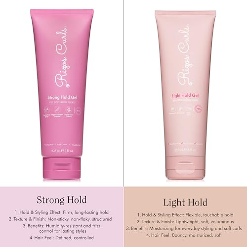 Rizos Curls Strong Hold Hair Gel - Long-Lasting, Flake-Free Curl & Frizz Control - 8oz