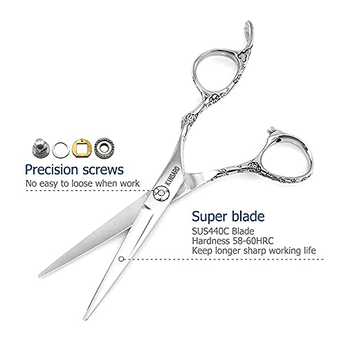 Professional 5.5 Inch Hair Cutting Scissors - Rose Handle, 440C Steel, Salon & Home Use