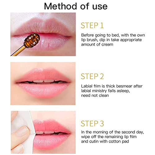 3PCS Honey Lip Balm, Vitamin E Moisturizing Propolis Sleeping Lip Mask, Effective Reduces Lip Lines Prevention Dry and Cracked Lip Scrubs Exfoliator Smoothing Dry Lip Care