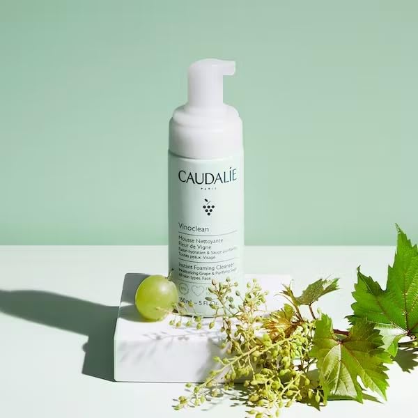 Caudalie Vinoclean Gentle Foaming Facial Cleanser 5.7 Fl Oz - Suitable for All Skin Types