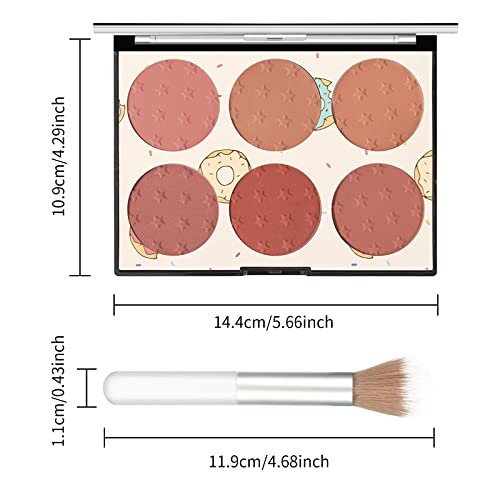 KYDA 6 Colors Blush Palette, Matte and Shimmer Blush Palette, Smooth Blendable Powder, Multiuse Blusher Makeup with Contour Highlighter-Set A