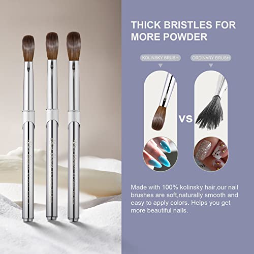 2Pcs Acrylic Nail Art Brush Size 10, 100% Pure Kolinsky Hair Oval Nail Brush for Acrylic Application, Professional Nail Extension Manicure Tool Striping Nail Drawing Pen for Home Salon