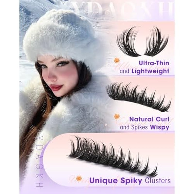 80D Lash Clusters with Spikes Unique Spiky Cat Eye Lashes Fairy Anime Eyelash Clusters Wispy Manga Cluster Eyelash Extensions 9-18mm 120Pcs Natural Volume Individual Lashes Ultra-Thin Band
