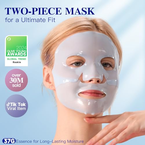 Blue Age-Defying Collagen Face Mask 4 Pack - Hydrating Skin Sheet Mask for Youthful Glow