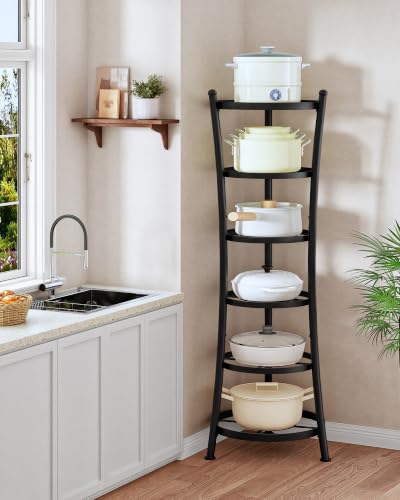 6-Tier Freestanding Pot Rack Organizer with Metal Frame and Anti-Tip Feet