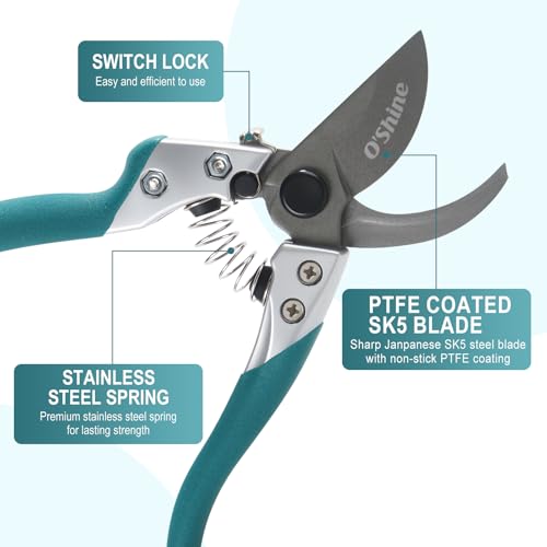 8-Inch Heavy Duty Bypass Pruning Shears with Sharp Japanese SK5 Steel Blades
