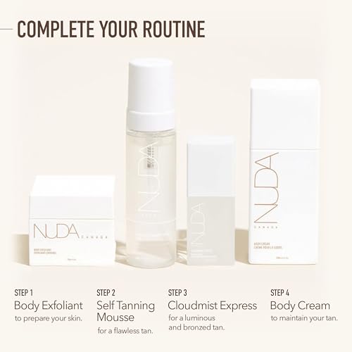 Nuda CloudMist Express Face Tan Water | Streak-Free, Fast-Drying Facial Tanning Mist Self Tanner | with PowerGlow+ Tan Boost Complex & TanLock+ Bronzing Technology | Develops in 3 Hours, (2.5 Fl Oz)