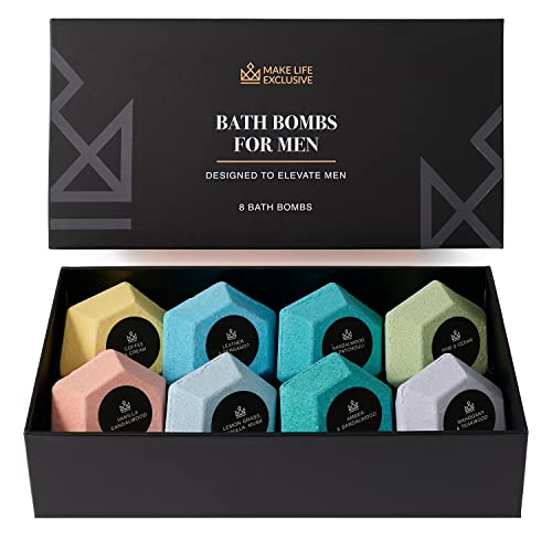 MAKE LIFE EXCLUSIVE Large Diamond Bath Bombs for Men - Masculine Aromatherapy Set