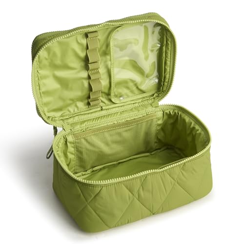 Vera Bradley Women's Featherweight Brush Up Cosmetic Case, Spinach Green, One Size