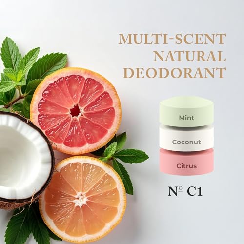Natural Aluminum-Free Deodorant for Women & Men – Mint, Coconut & Citrus Scent