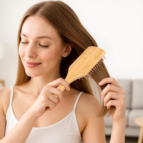 24 Pcs Bamboo Hair Brushes for Detangling & Scalp Massage - Zyghjort Bamboo/24