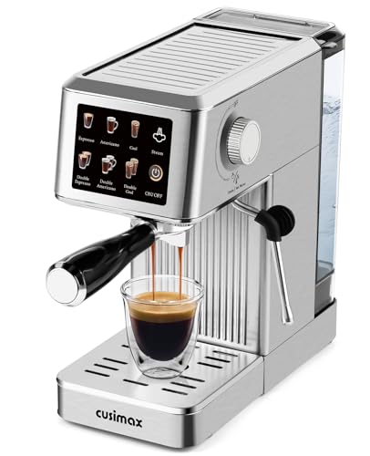 CUSIMAX Silver Espresso Machine with Steam Wand for Latte & Cappuccino