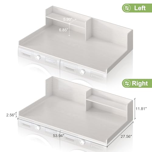 FUNHUKSON White 2-Tier Laundry Countertop Shelf for Washer & Dryer 54"