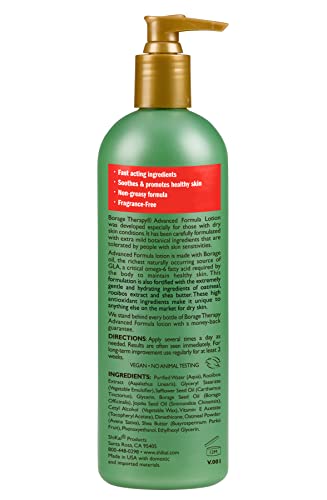 Fragrance-Free Borage Therapy Body Moisturizer 16 oz - Sensitive Skin Hydrating Lotion with Oatmeal & Shea - Pack of 1