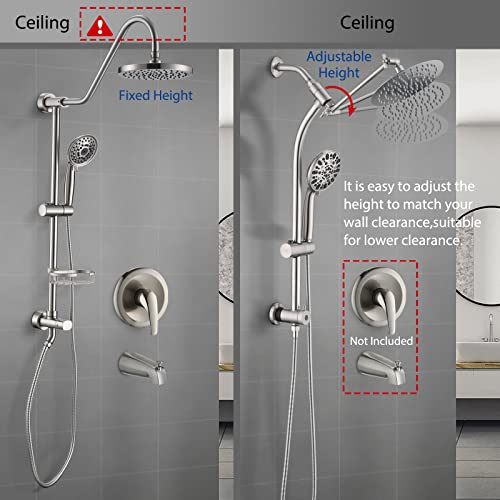 Rainfall 8 Inch Round Shower Head & Handheld Spray Combo - Brushed Nickel