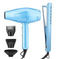 2200W Professional Hair Dryer & Flat Iron Set for Styling - Ionic, Low Noise, Multiple Attachments